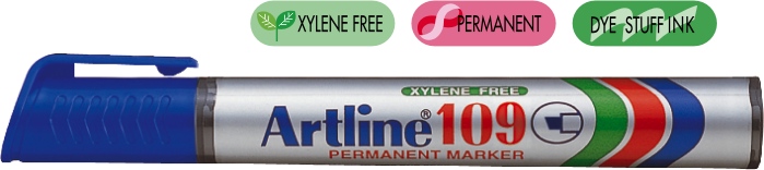 Marker permanent albastru, corp plastic, varf tesit 2.0-5.0mm - Arrtline 109