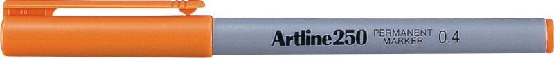 Marker permanent  portocaliu, corp plastic, varf rotund 0.4mm - Artline 250