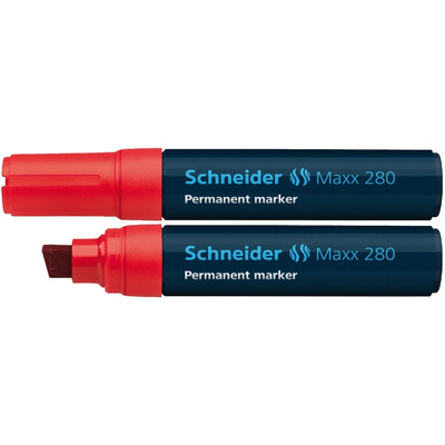 Permanent marker Schneider Maxx 280, varf tesit 4 plus 12mm - rosu