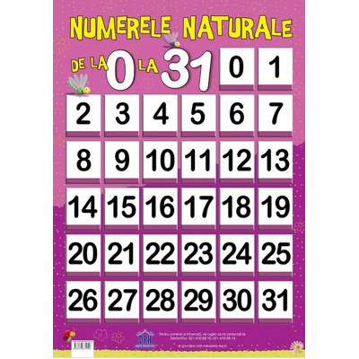 Plansa - Numerele naturale de la 0 la 31