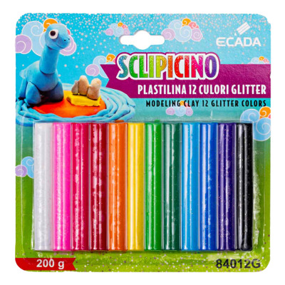 Plastilina 12 culori Glitter