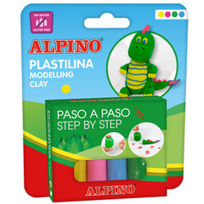 Plastilina 4 x 25 gr, ALPINO Dino