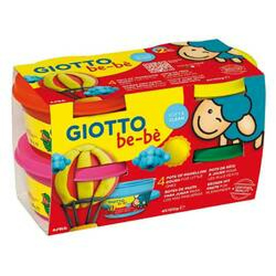 Plastilina standard, 4 culori(magenta, rosu, galben, verde) x 100 grame/borcan, GIOTTO be-be