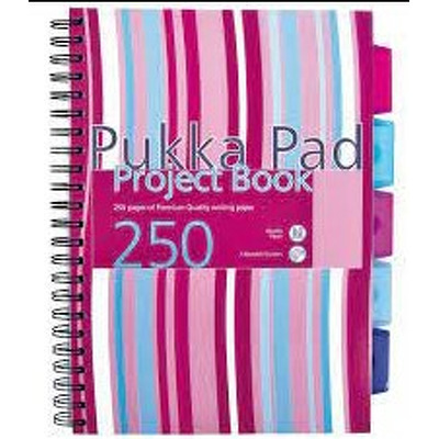 Project Book A4, 125 file 80g/mp, cu spirala dubla, coperti PP, PUKKA Stripes - dictando