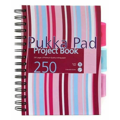 Project Book A5, 125 file 80g/mp, cu spirala dubla ,coperti carton rigid, PUKKA Stripes - dictando