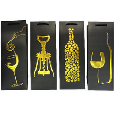 Punga cadou pentru sticla, design Black/Gold, 36x12.8x8.4cm, modele asortate