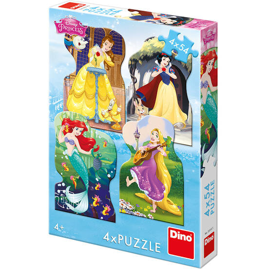 Puzzle 4 in 1 - Printesele si prieteni (54 piese)