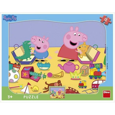 Puzzle cu rama - La joaca cu Peppa Pig (12 piese)