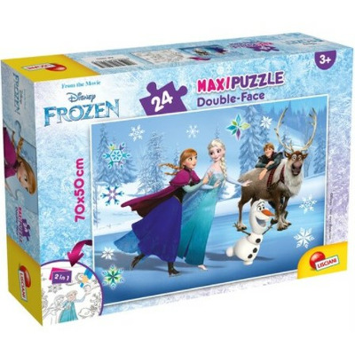 Puzzle de colorat maxi - Frozen la patinoar (24 piese)