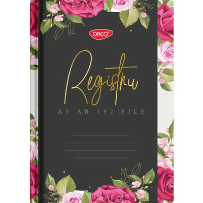 Registru A5 192 file, model floral negru RG5192AR