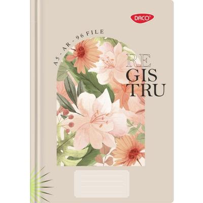 Registru A5 96 file, model floral crem RG5192AR