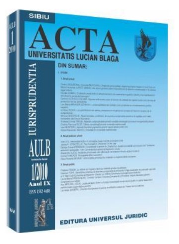 Revista Acta Universitatis Lucian Blaga nr. 1/2010