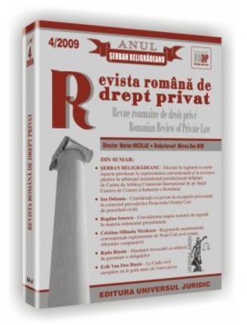 Revista romana de drept privat nr. 4/2009 - Anul Serban Beligradeanu