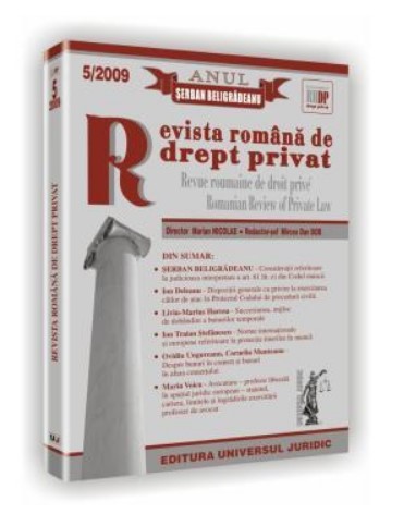 Revista romana de drept privat nr. 5/2009 - Anul Serban Beligradeanu