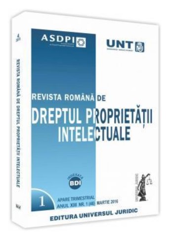 Revista romana de dreptul proprietatii intelectuale nr. 1/2016