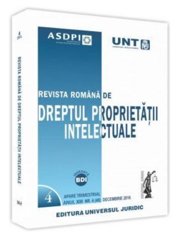 Revista romana de dreptul proprietatii intelectuale nr. 4/2016