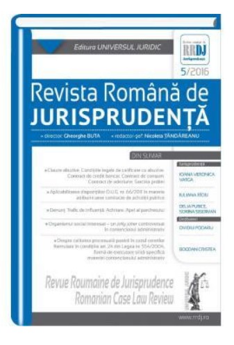 Revista romana de jurisprudenta nr. 5/2016