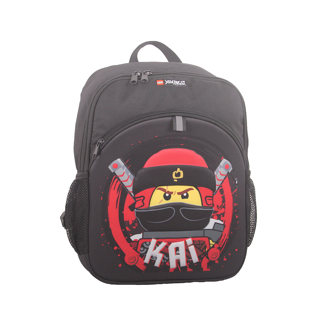 Rucsac negru Lego M-Line, cu buzunar frontal - design rosu NinjaGo Kai