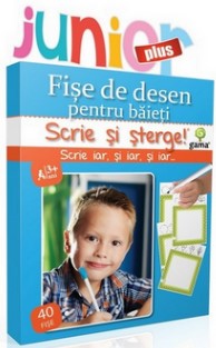 Scrie si Sterge! Fise de desen pentru baieti, 40 de fise (3-7 ani)