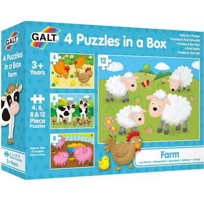 Set 4 puzzle-uri Animale de la ferma (4, 6, 8, 12 piese)