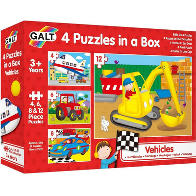 Set 4 puzzle-uri Vehicule (4, 6, 8, 12 piese)