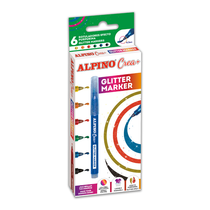 Set Alpino Crea  Glitter marker, 6 buc/cutie
