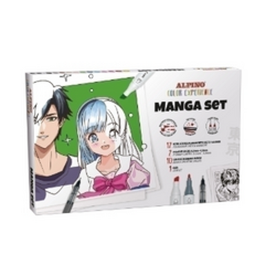 Set ALPINO Manga, contine 12x markere sketch, 2x liner pigment, 12 planse