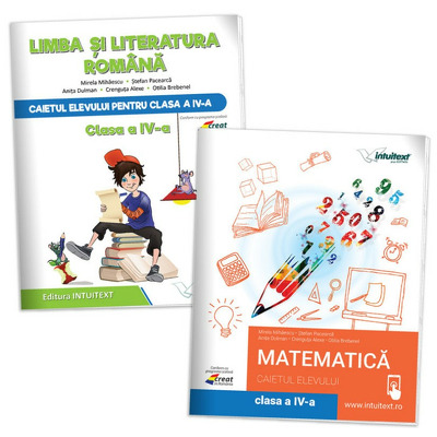 Set de 2 caiete pentru clasa IV. Limba romana si Matematica - Intuitext