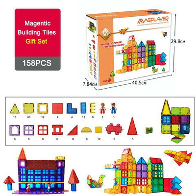 Set de constructie magnetic 3D - 158 piese