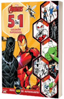 Disney. Marvel. Avengers. 5 in 1. Coloram supereroii. Peste 60 de autocolante!