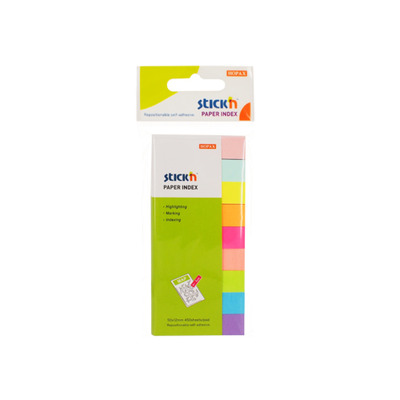 Stick index hartie color 50 x 12 mm, 9 x 50 file/set, Stickn - 9 culori neon