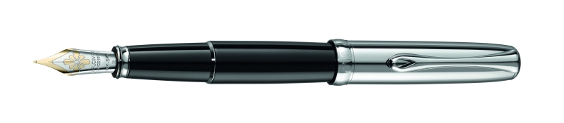 Stilou de lux Diplomat Excellence A - black chrome - penita aurita 14kt