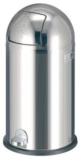 Cos metalic cu capac galvanizat, 40 litri, VEPA BINS Kickboy - stainless steel